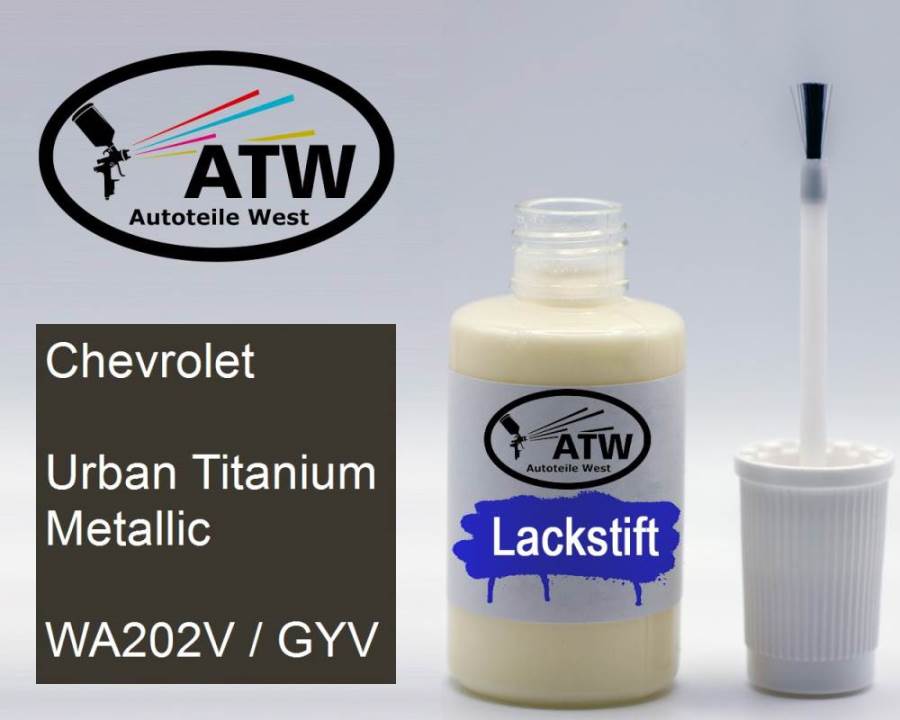 Chevrolet, Urban Titanium Metallic, WA202V / GYV: 20ml Lackstift, von ATW Autoteile West.